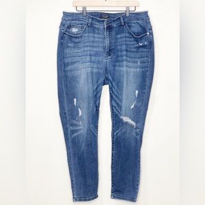 Judy Blue Skinny Fit Jeans Dark Wash Distressed Size 16W